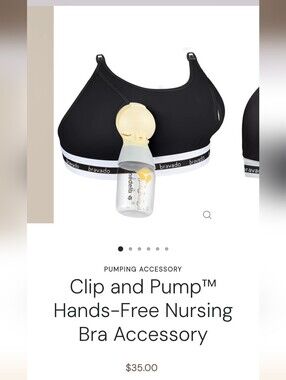 Bravado Pumping Accessory Clip and Pump Hands-Free Nursing Bra Accessory Black M